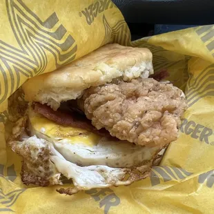 06/26/2023 - honey butter chicken biscuit w/ bacon &amp; egg