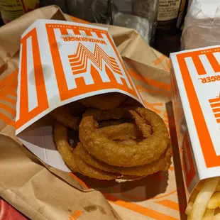 onion rings and french fries