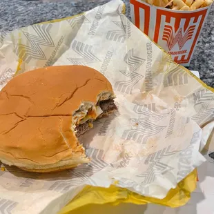 Bacon cheeseburger with fries!