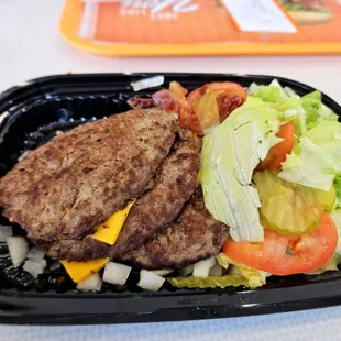 Triple Meat whataburger, no bun w/ bacon!