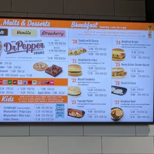 a menu for a fast food restaurant