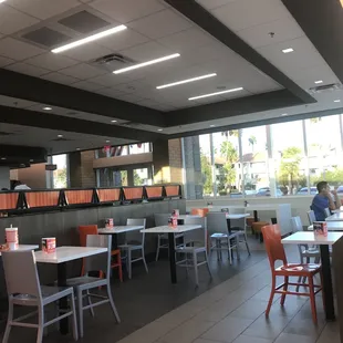 Clean store. Seating well spaced apart.