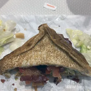 Now isn&apos;t that the most appealing BLT you have seen?  Love the smooshed bread, course it was cold, like it had almost been in the cooler.