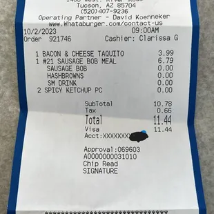 Our receipt