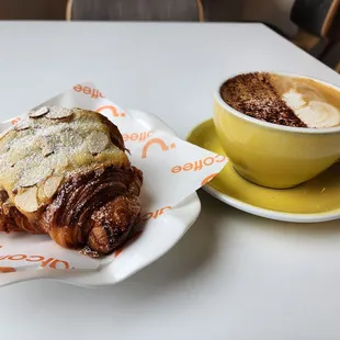 Almond croissant and mocha