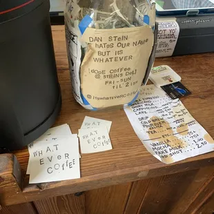 a jar of coffee on a table