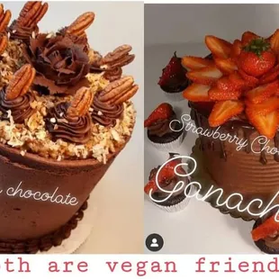 Vegan German chocolate cake, strawberry chocolate ganache cake vegan as well