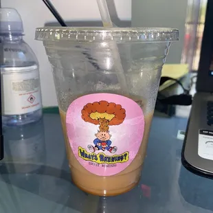 Iced caramel latte with almond milk