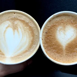 Regular and oat milk cappuccino