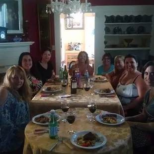 The Bachelorette Party, all smiles and ready to enjoy Chef Eileen's amazing dinner