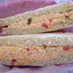 two sandwiches in a basket