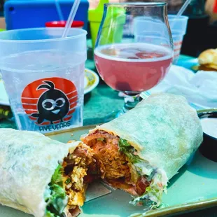 Buffalo Chicken Wrap and Blueberry Lemonade Mimosa