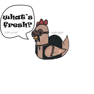 a chicken with a speech bubble
