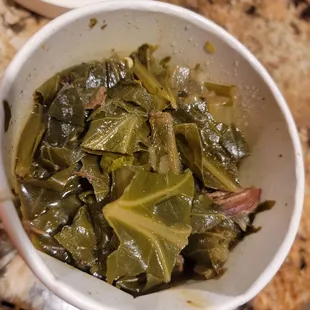 a bowl of collard greens