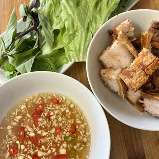 Crispy pork belly wraps