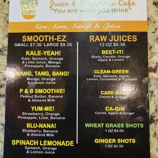 The menu