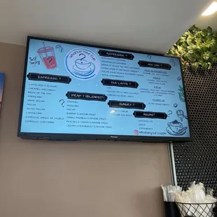 a menu on the wall