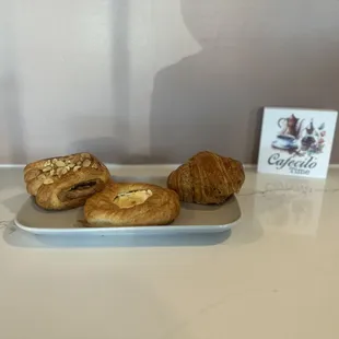 Have a Almond bear claw, cheese Danish, or our butter croissant.