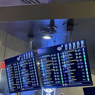 the menus on the wall