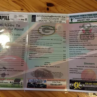 a menu for a restaurant