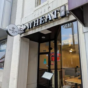 Outside. Storefront. Wheat is located in the space previously occupied by Shanghai Dumpling.