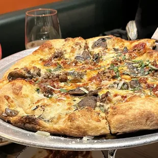 pizza with some mushrooms