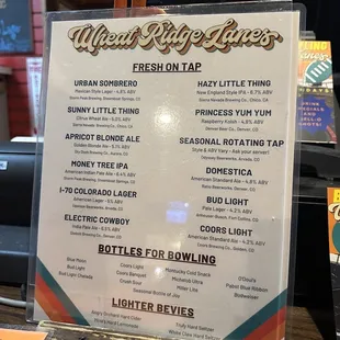 Beer menu