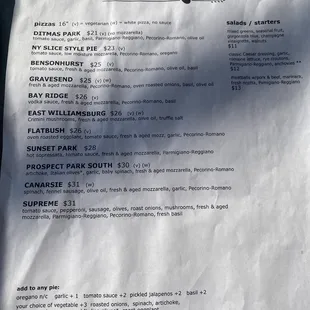 Food menu