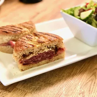 a sandwich and a salad