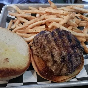 Basic burger with French fries
