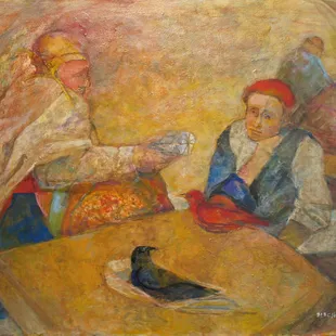 "Together" mixed media on canvas by Carolyn Plochmann