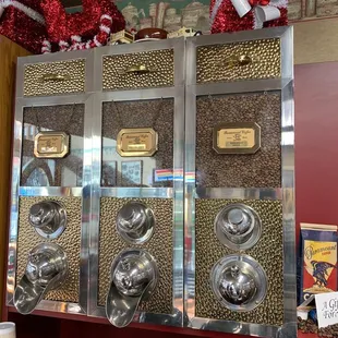 a display of coffee machines