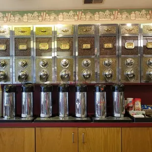 Fresh coffee beans and self serve coffee