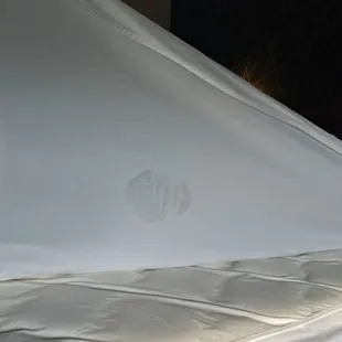 Stained bed sheet