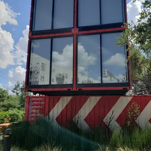 It is.on the first floor of this structure