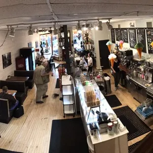 This is a pan from the upper level looking to the lower level.