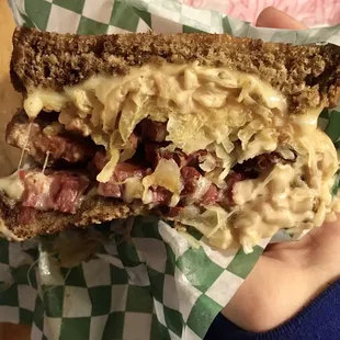 Hot, amazing Reuben and fries.