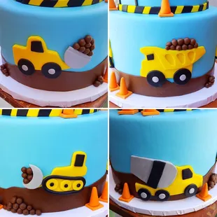 Close up of construction trucks