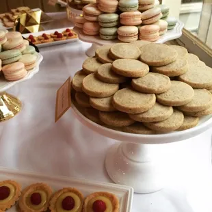 Earl Grey Shortbread Cookies, Lemon Tarts in the front and Macarons in the back - so good!