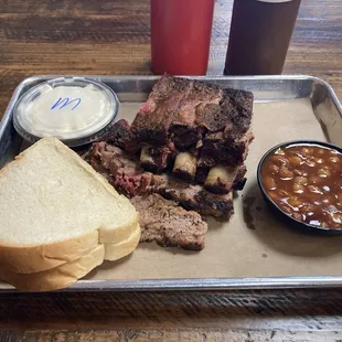 2 Meat Dinner ribs and brisket