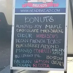 Doughnut menu on Sundays (while supplies last)