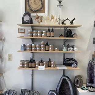 When you enter, on the side of the wall are some candles and body/room sprays.