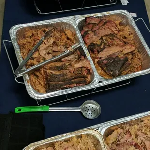 Pulled pork and beef brisket