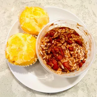 Red beans &amp; rice  Cornbread muffin