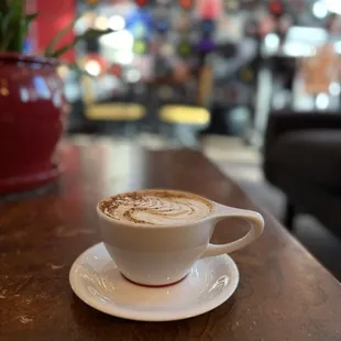 Cappuccino with a little cinnamon  Unique and cozy ambiance