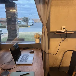 Great work tables, outlets and Free Wi-Fi!