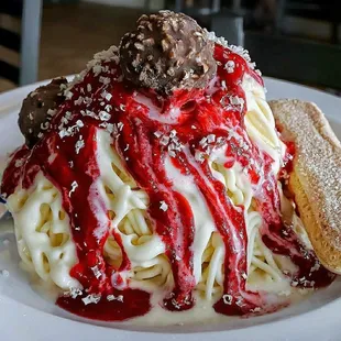 Gelato made Spaghetti &amp; Meatball dessert