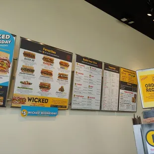 a menu for a fast food restaurant