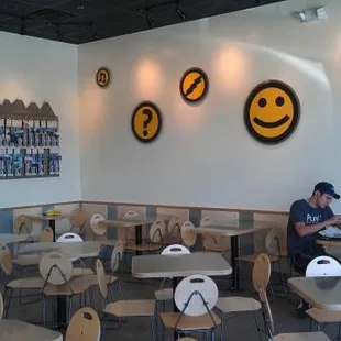 the hipster wall.  I want those yellow circle hangings...