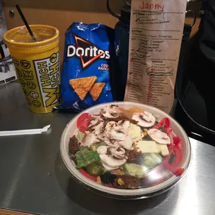 The salad is humongous!